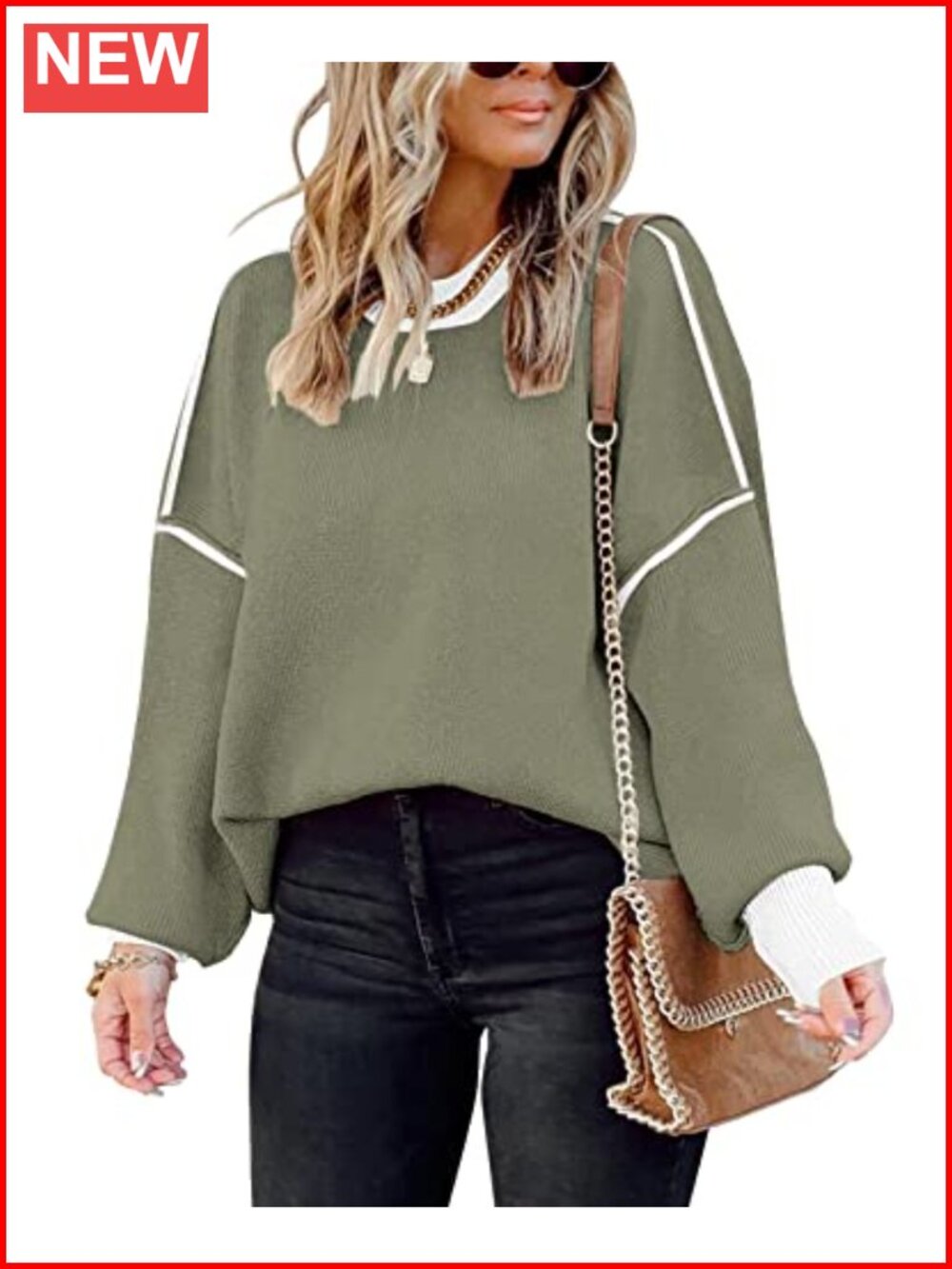 Oversized Colorblock Knit Pullover Sweater - Viscose Blend